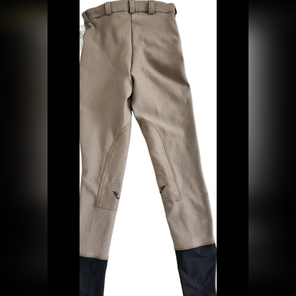 TuffRider Breeches Ribb Knee Patch Pants Taupe Womens Sz 30 Horse Equestrian
